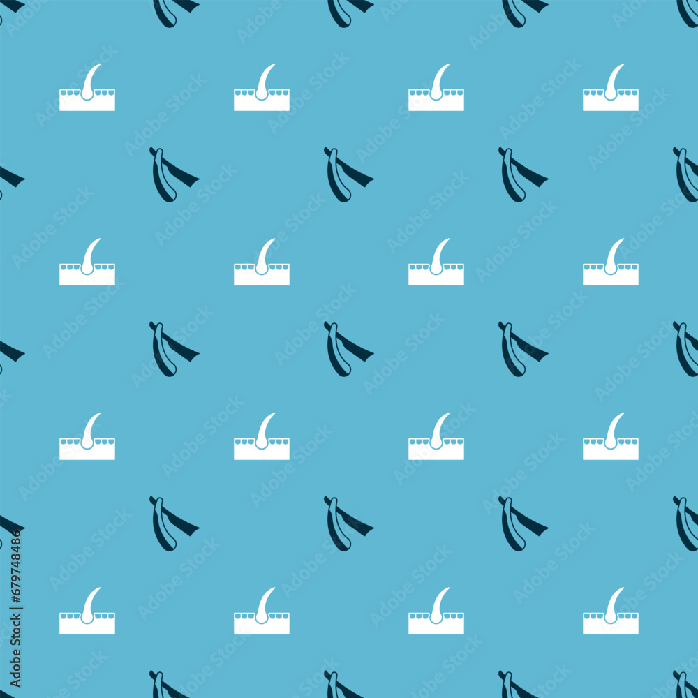 Set Straight razor and Human hair follicle on seamless pattern. Vector Set Straight razor and Human hair follicle on seamless pattern. Vector