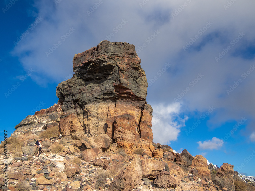 Fototapeta premium Skaros Rock Promontory, Santorini (officially Thira and Classical Greek Thera) island, Cyclades islands, Aegean Sea, Greece
