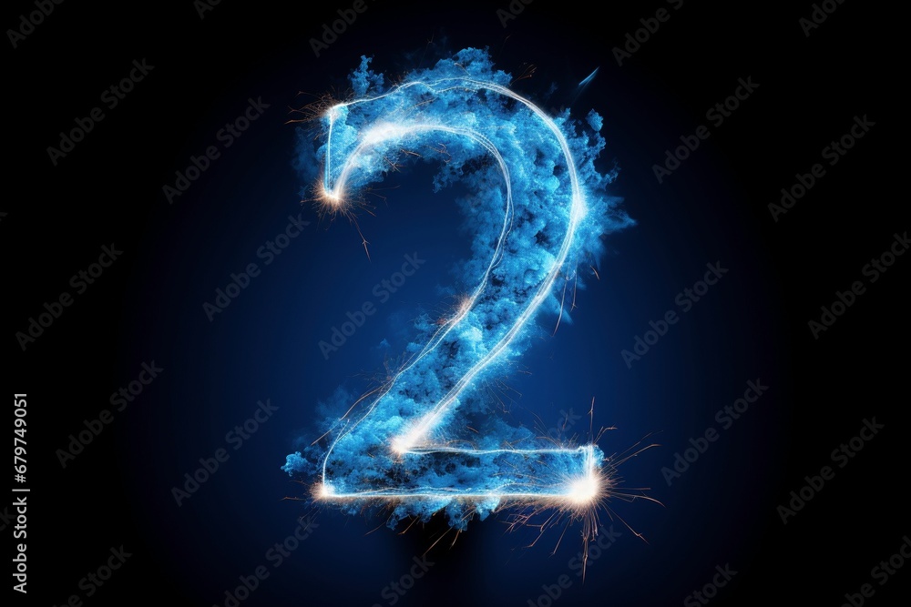 Luminous Number Two: A Minimalistic Night Sky Composition, Featuring the Number 2 Crafted from Lightning, with Stars Shimmering in the Celestial Background Luminous Number Two: A Minimalistic Night Sky Composition, Featuring the Number 2 Crafted from Lightning, with Stars Shimmering in the Celestial Background