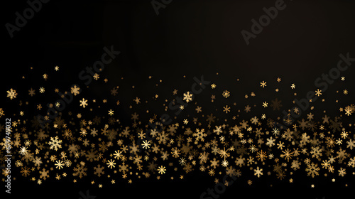 Christmas and winter background black wallpaper with golden Snowflakes, abstract landscape for Christmas and New year