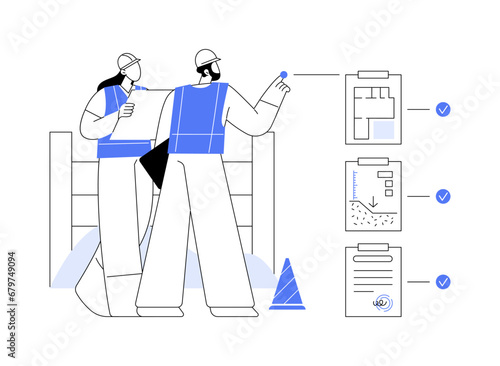 Construction documents abstract concept vector illustration.