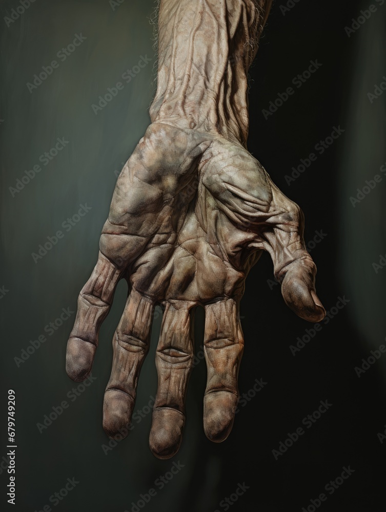 Old hands revealing the marks of a lifetime's labor and experience. Old hands revealing the marks of a lifetime's labor and experience.