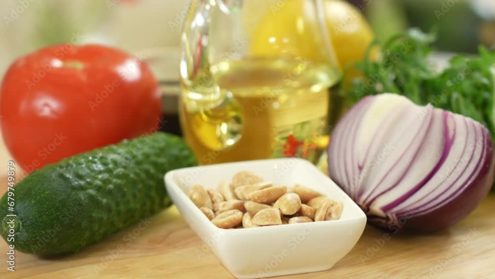 Different fresh vegetables and greens as ingredients Different fresh vegetables and greens as ingredients