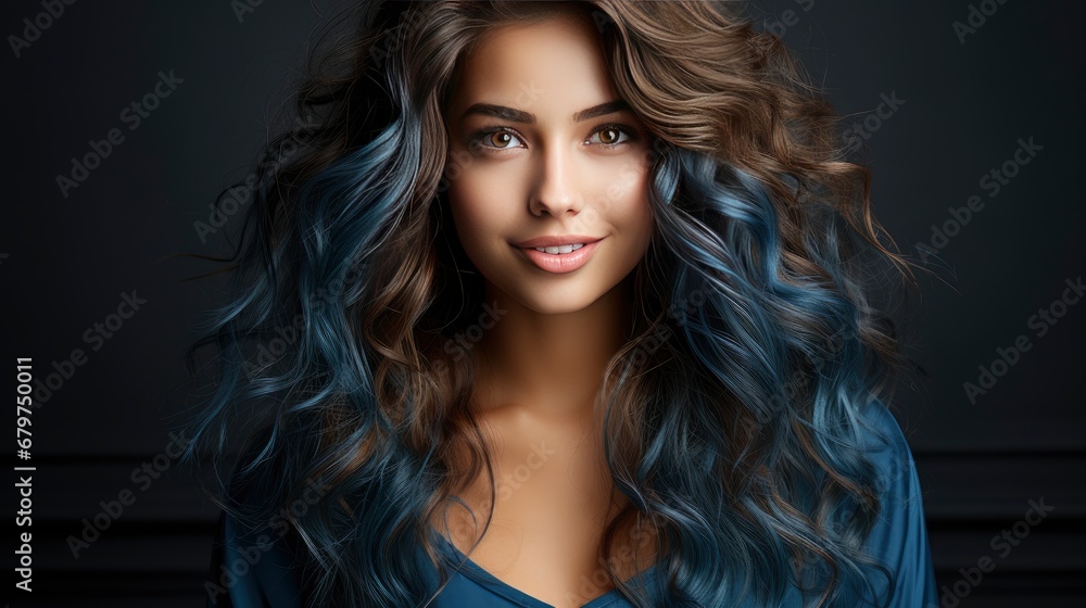 Naklejka premium Beautiful Young Woman Nice Blue Dress, HD, Background Wallpaper, Desktop Wallpaper