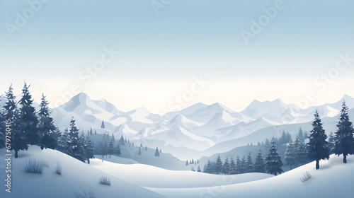 Christmas tree Mountain - winter background Tranquil Christmas scene © weerasak