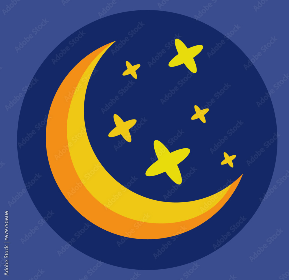 Moon at night cartoon