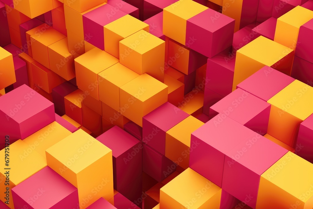 abstract background of yellow and pink cubes abstract background of yellow and pink cubes