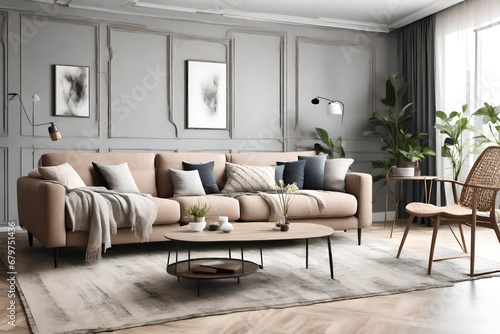 Modern living room interior with stylish comfortable sofa © Muhammad