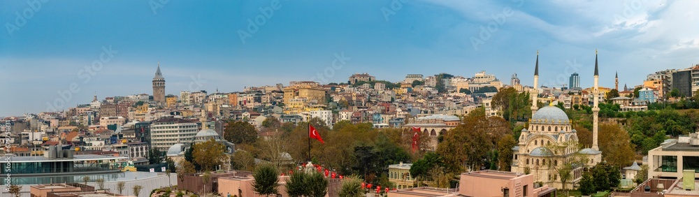 Panoramic view of Galata (modern Karaköy), Istanbul, Turkey