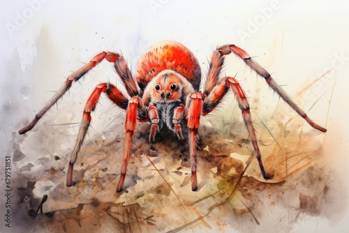 watercolor Spider insect spider watercolor illustration © PinkiePie