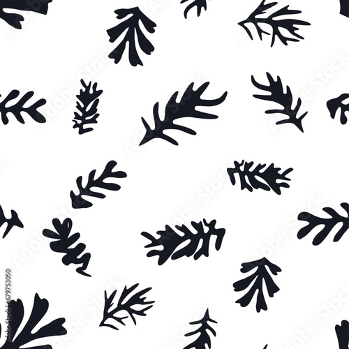 Fototapeta Naklejka Na Ścianę i Meble -  Trendy floral seamless pattern inspired black and white floral pattern