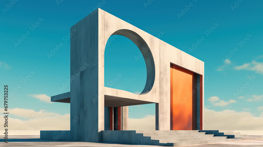 Abstract architecture surreal building. Dream scene with epic architectural abstraction under the blue sky. Abstract architecture surreal building. Dream scene with epic architectural abstraction under the blue sky.