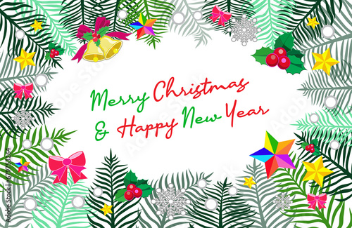 Cute fern leaves in Merry Christmas Background1-6