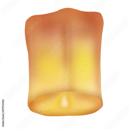 Yellow floating lantern with transparent background