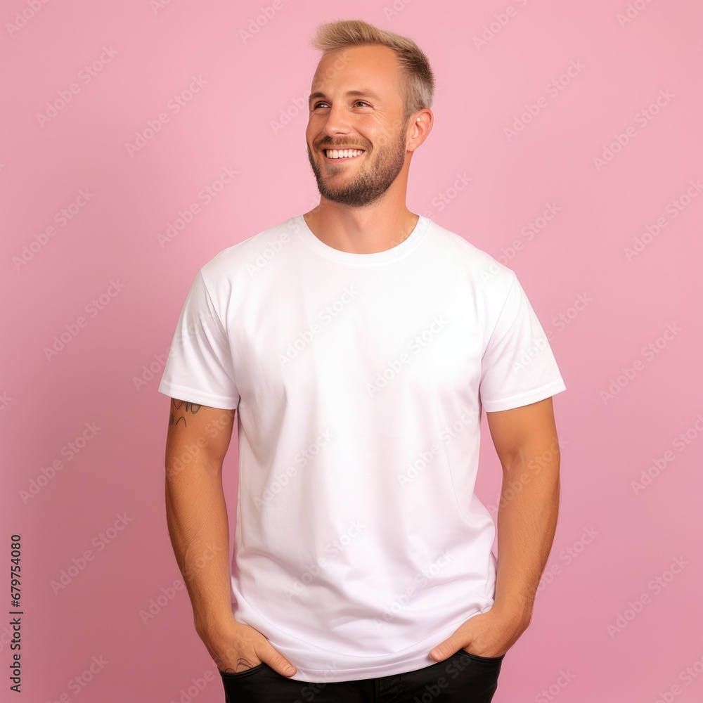 Cheerful young man with a wide smile and crinkling eyes, radiating pure happiness. His tousled hair and natural glow add to his vibrant energy. Isolated on a pink background Cheerful young man with a wide smile and crinkling eyes, radiating pure happiness. His tousled hair and natural glow add to his vibrant energy. Isolated on a pink background