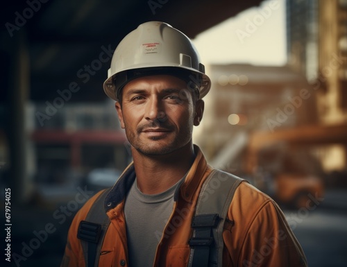 A Man in a Hard Hat Standing in a Warehouse