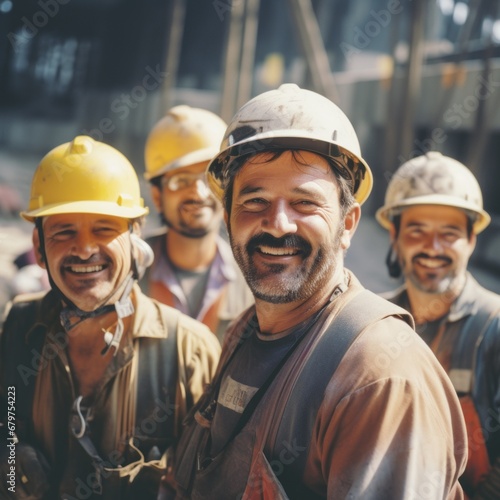 Construction workers radiate joy during hard work © BraveSpirit