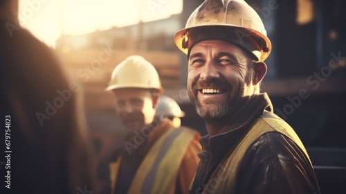 Construction workers radiate joy during hard work