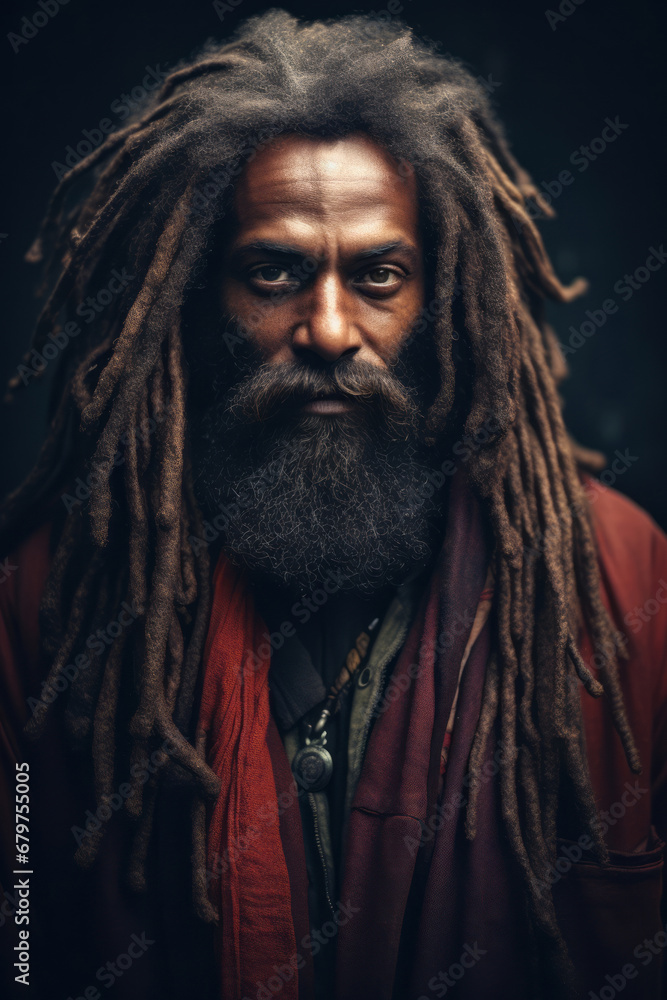 Generative ai mature adult black bearded man with dreadlocks hairstyle Generative ai mature adult black bearded man with dreadlocks hairstyle