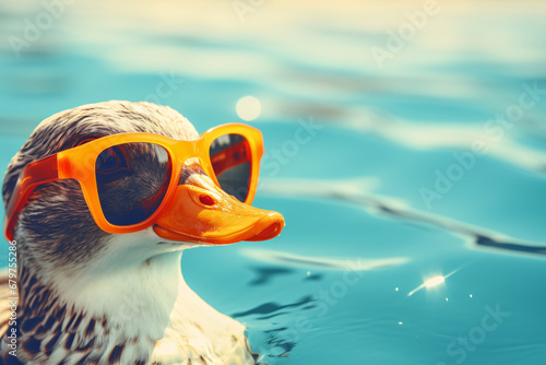 duck with retro sunglasses style