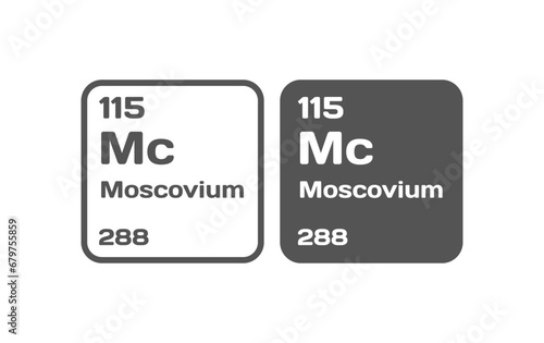 Moscovium chemical element icon. Flat, gray, Mc Moscovium chemical element icons, periodic table. Vector icons