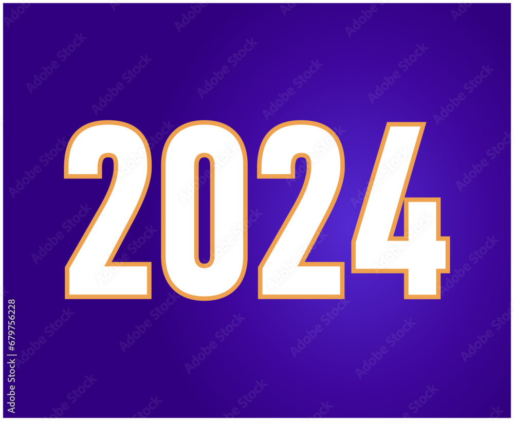 2024 Happy New Year Holiday White Graphic Design Abstract Vector Logo Symbol Illustration With Purple Background 2024 Happy New Year Holiday White Graphic Design Abstract Vector Logo Symbol Illustration With Purple Background
