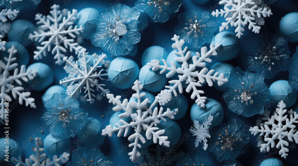 Snowflakes on blue background. Christmas and New Year concept. Snowflakes on blue background. Christmas and New Year concept.