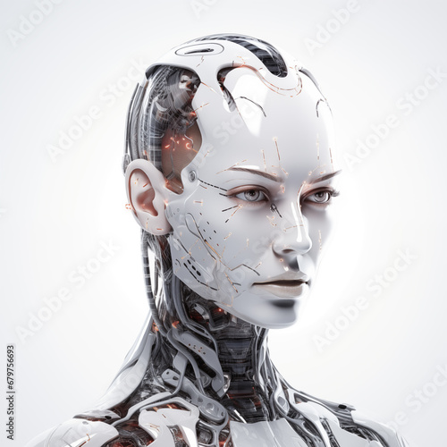 fantastic face of a robot woman from the future - Generative AI