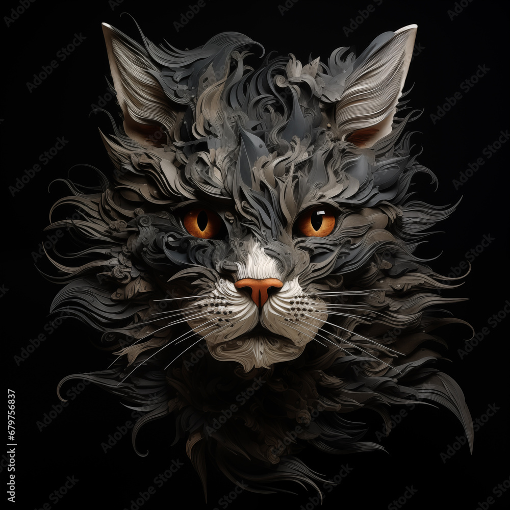 Obraz premium Beautiful fluffy cat muzzle - Generative AI
