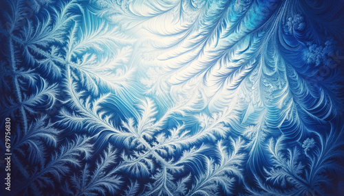 Blue frosty feather gradient abstract background. Generative ai.