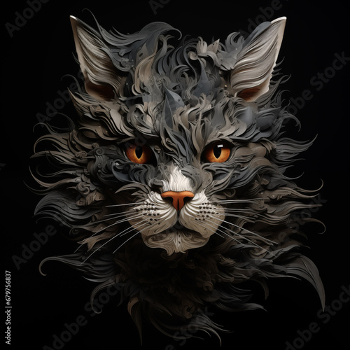 Beautiful fluffy cat muzzle - Generative AI © bisonov