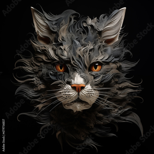 Beautiful fluffy cat muzzle - Generative AI