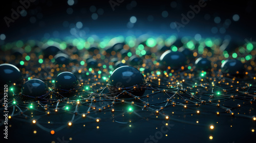 Digital Symbiosis  Illuminating Neural Network Connectivity in Emerald Hues. Generative AI