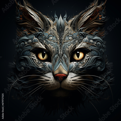 Beautiful fluffy cat muzzle - Generative AI