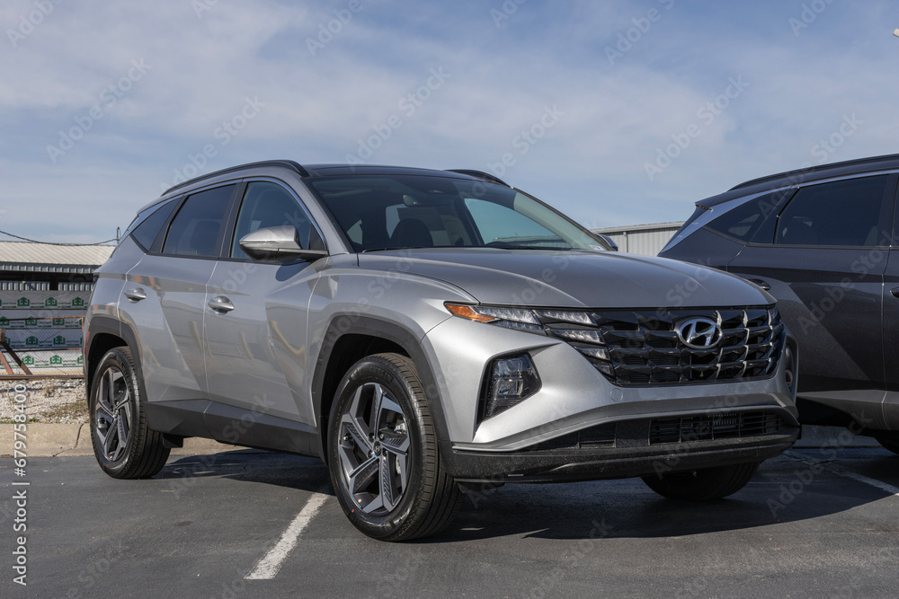 Hyundai Tucson Hybrid SEL display at a dealership. Hyundai offers the ...