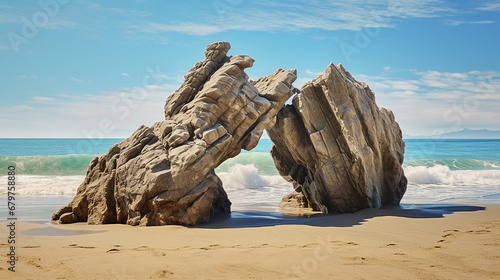 pedras esculturais na praia  photo