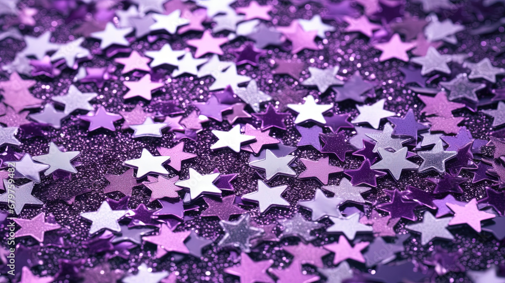 Obraz premium Abstract shiny background with blue glitter. Scattered confetti sparkles with light blue pastel color.