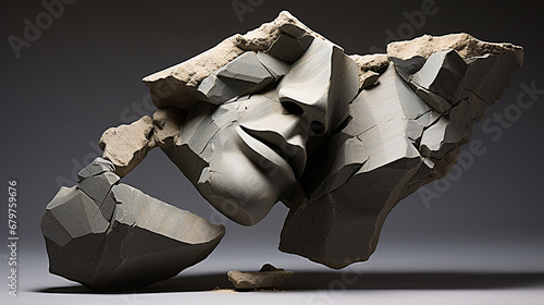 escultura facial de pedra  photo