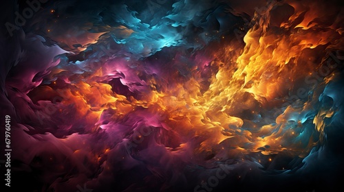 Abstract painting of multicolored flames