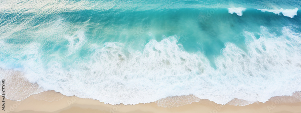 beach ocean clear blue water waves.AI. Generative AI