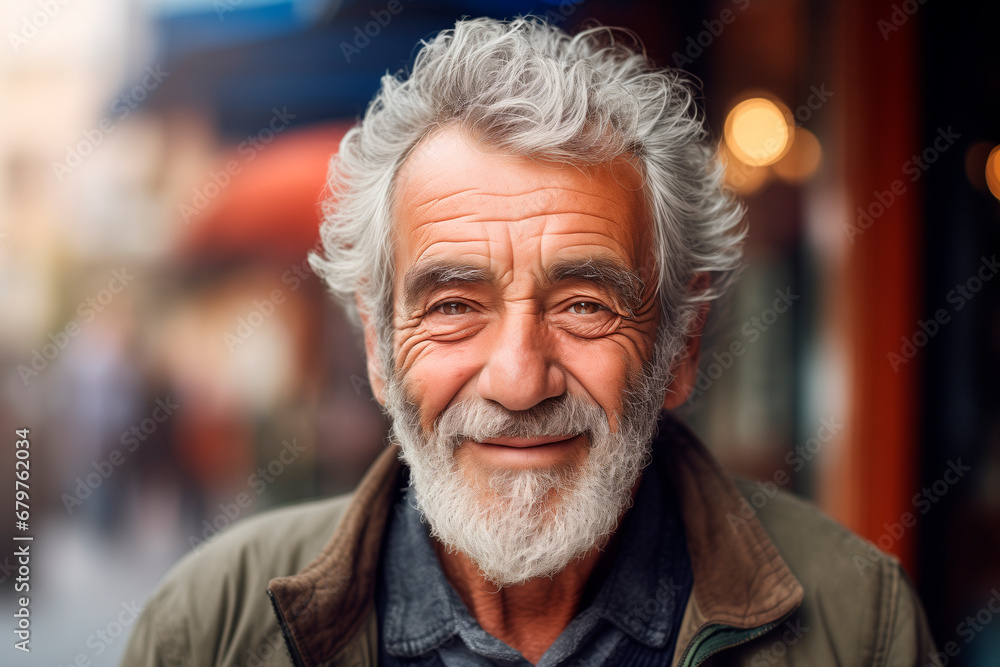80 old man portrait realistic photo calm smile casual clothes, street background 80 old man portrait realistic photo calm smile casual clothes, street background