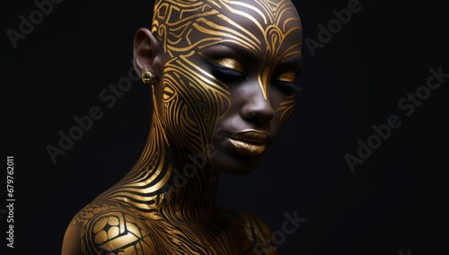 Golden Beauty: A Mesmerizing Woman with Gilded Face Paint