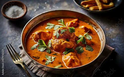 Capture the essence of Butter Chicken in a mouthwatering food photography shot Generative AI