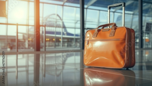 An Orange Suitcase Standing Proudly Before an Architectural Masterpiece