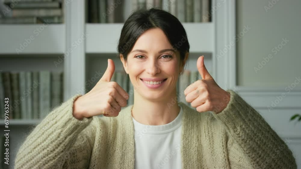 Girl showing thumbs up, like sign. Positive emotion, hand gesture. Like, agree, approve concept, success, satisfaction. Good job, yes for success and feedback recommendation. Smiles in agreement. 4K Girl showing thumbs up, like sign. Positive emotion, hand gesture. Like, agree, approve concept, success, satisfaction. Good job, yes for success and feedback recommendation. Smiles in agreement. 4K