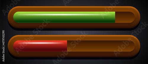 Loading bar or health bar. Vector clipart isolated on black background.
