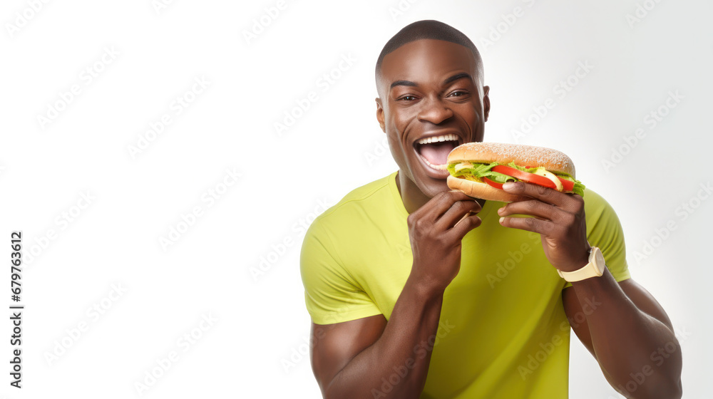 African american man with afro hair eating hotdog scared and amazed with open mouth for surprise, disbelief face African american man with afro hair eating hotdog scared and amazed with open mouth for surprise, disbelief face