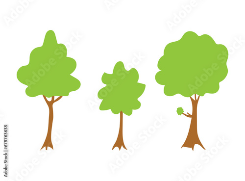 Set of three trees has same colour on a leaf 