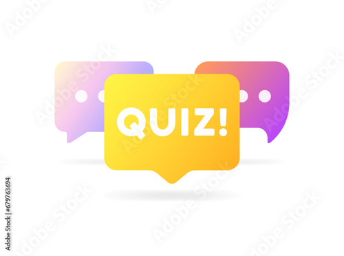 Quiz sign. Flat, color, message bubble, quiz icon. Vector icon