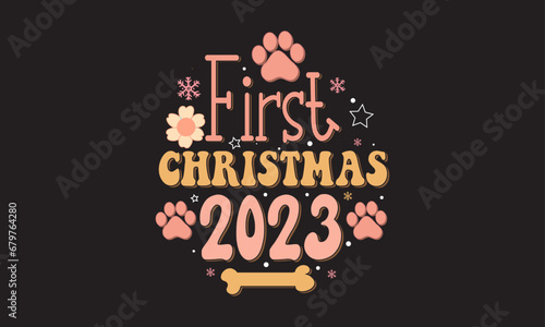 Retro Christmas Dog Bandana SVG Design, I believe in Santa paws, Merry Christmas 2023